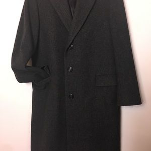 Men’s long WOOL Coat Jacket Size 40 Charcoal Gray Grey